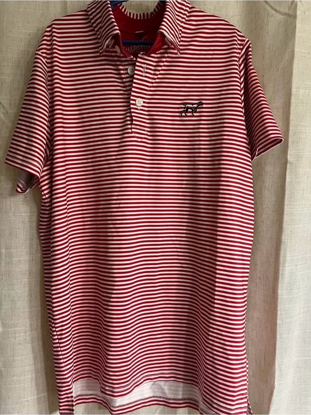 Red & White Striped Kids Polo Shirt with Embroidered Logo